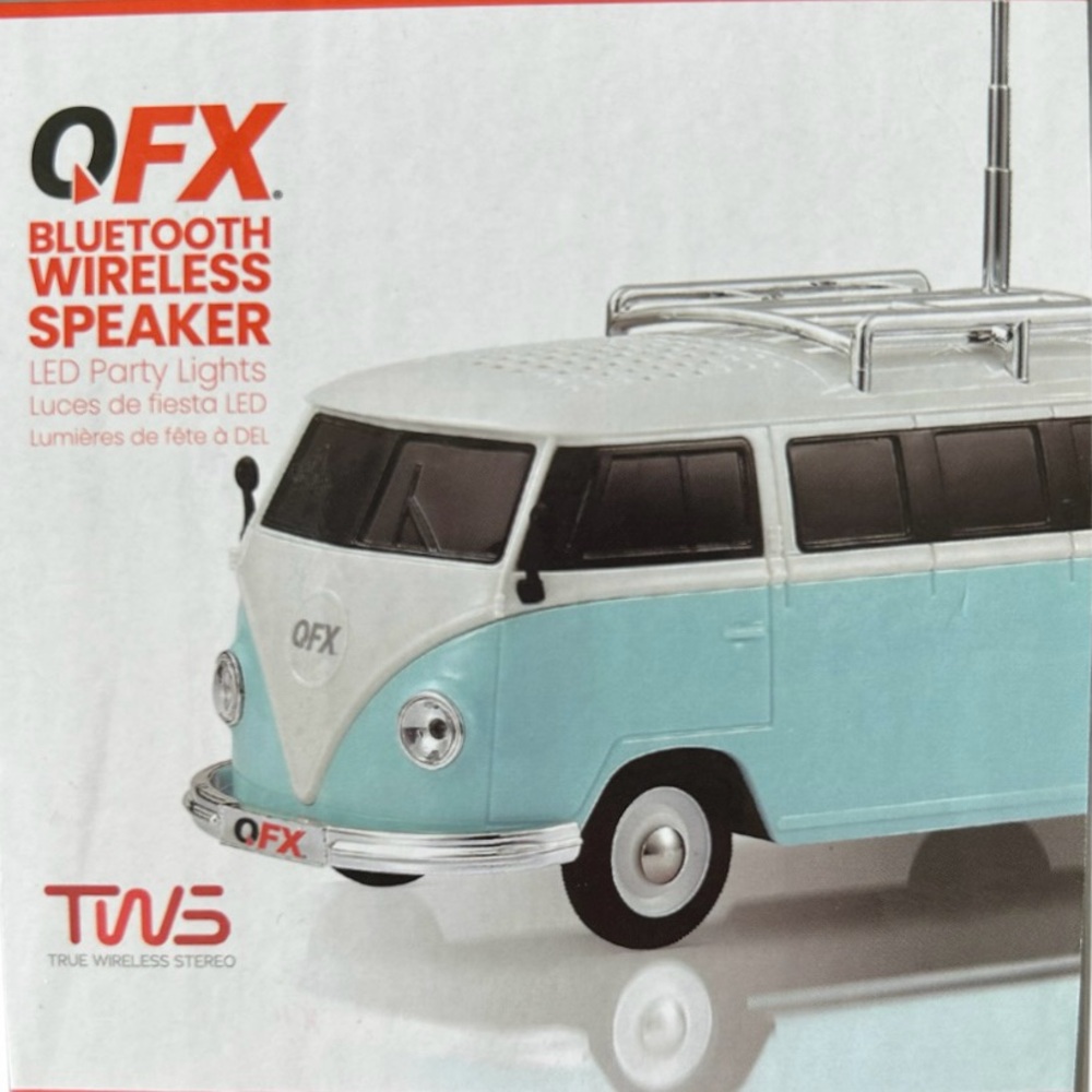NIB QFX BLUETOOTH WIRELESS SPEAKER, 1960’s ERA CAR INSPIRED DESIGN